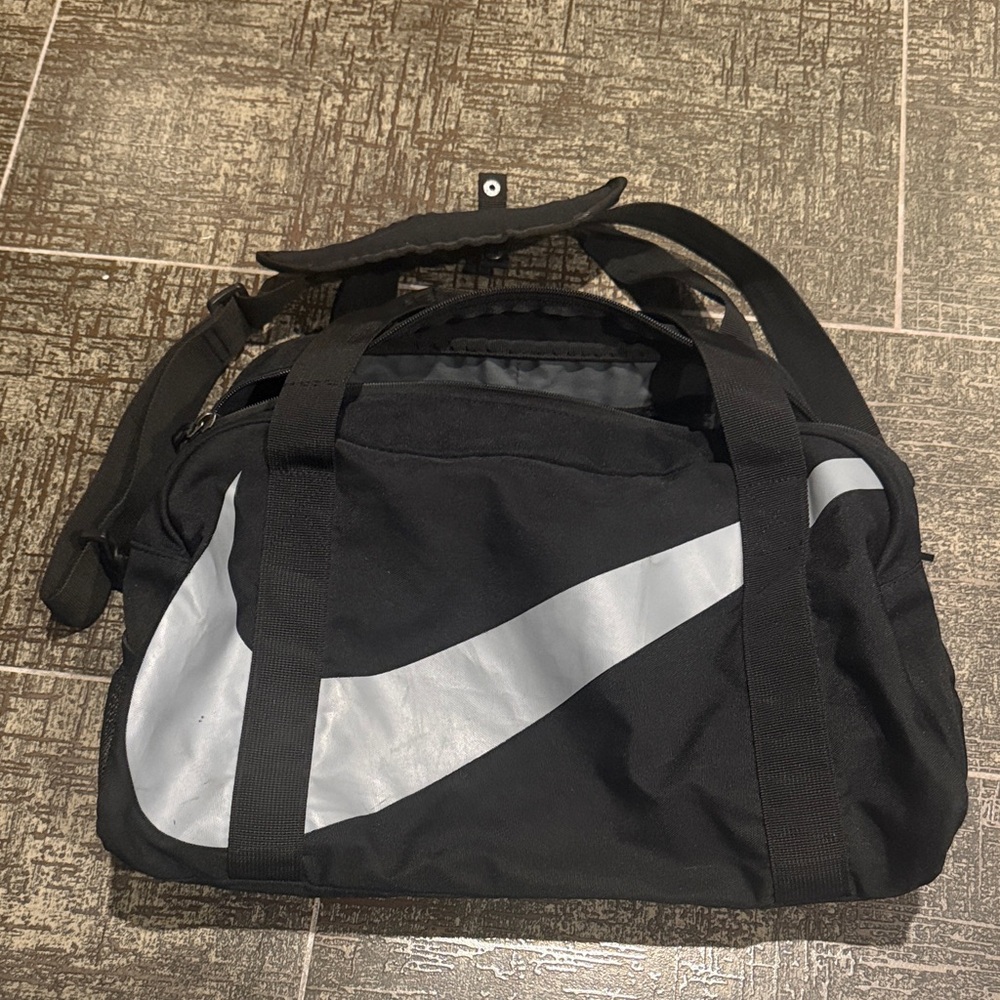 Nike Black and Silver Duffel Bag